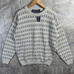 Vintage Susquehanna Trail Outfitters cream black polkadot patterned sweater Sz M